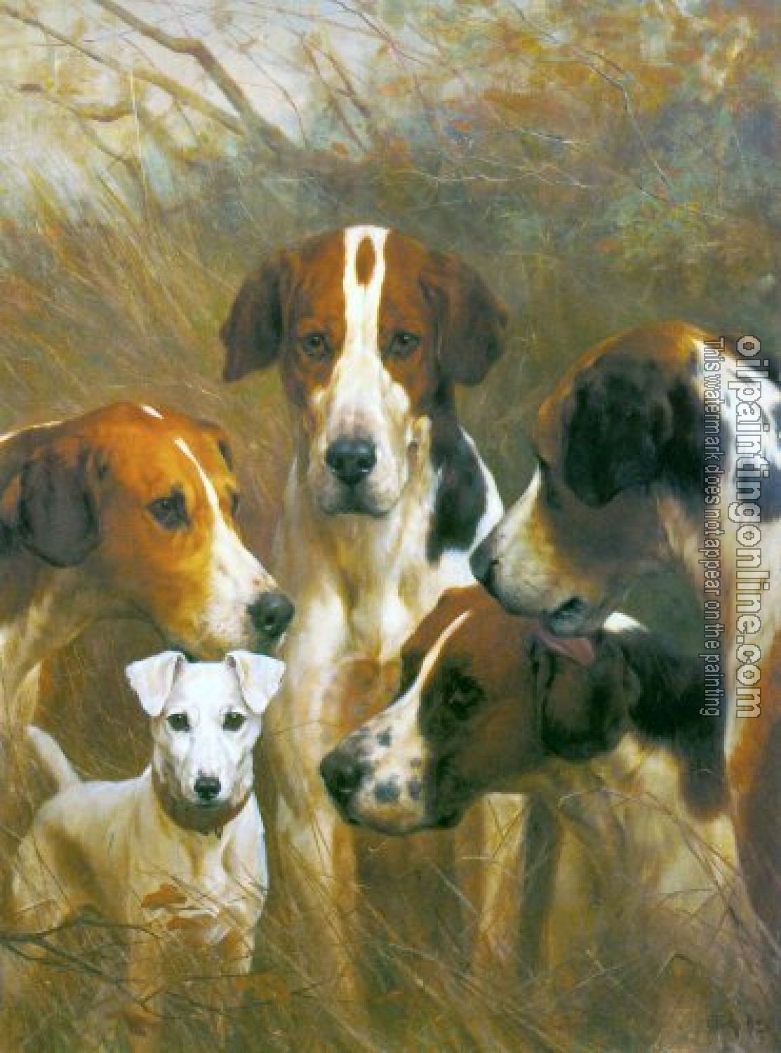Blinks, Thomas - Foxhounds and a Hunt Terrier